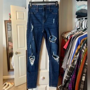 Cello High Rise Distressed Skinny Jeans Dark Wash